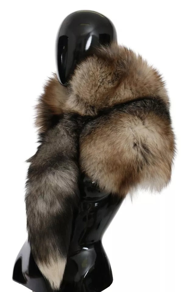 Écharpe à col châle en fourrure de renard marron Dolce & Gabbana