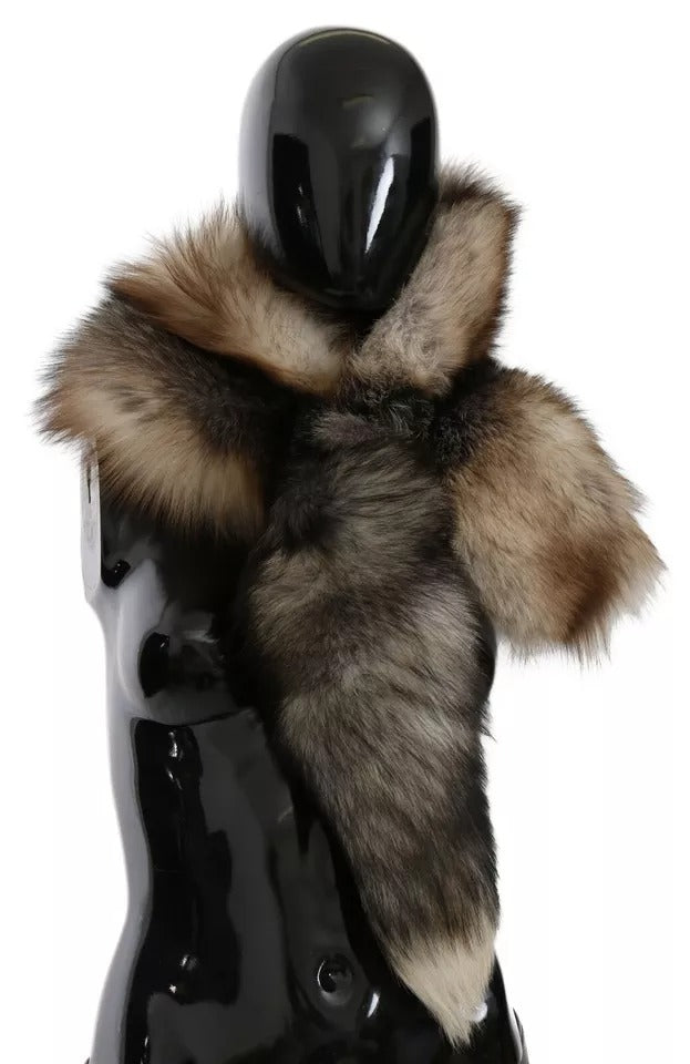 Écharpe à col châle en fourrure de renard marron Dolce & Gabbana