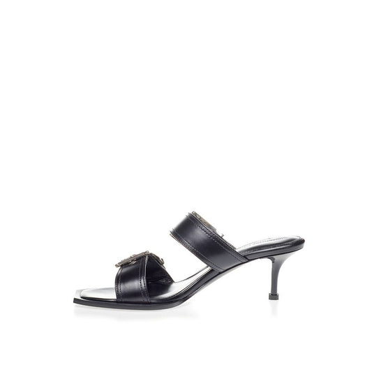 Alexander McQueen Black Leather Stiletto Heel Sandals