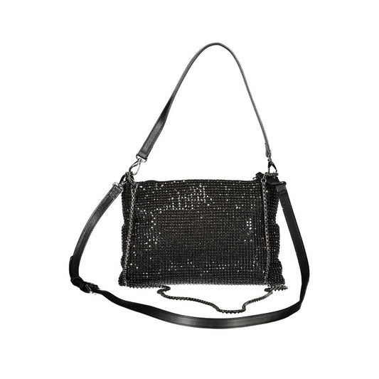 Mario Valentino Black Polyester Women Handbag with Rhinestone Details