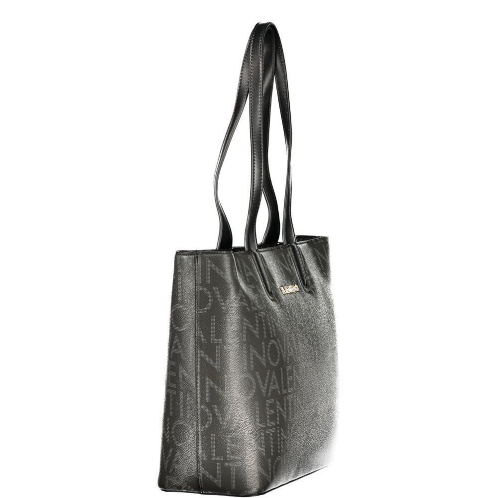 Mario Valentino "Black Polyurethane Women Handbag with Internal Pockets"