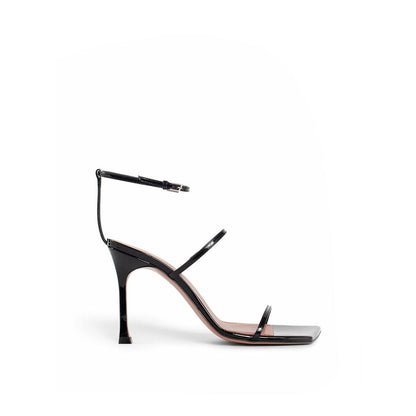 Amina Muaddi Black Calfskin Platform Sandals