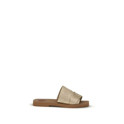 Chloé Gold Polyester Flat Sandals