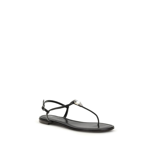 Giuseppe Zanotti Black Calf Leather Bos Taurus Sandals