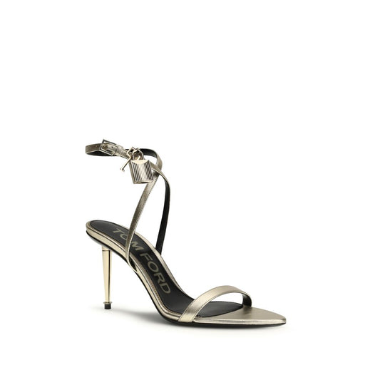 Tom Ford Gold Calf Leather Bos Taurus Stiletto Heel Sandals