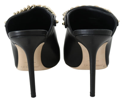 Escarpins Jimmy Choo élégants en cuir noir doré