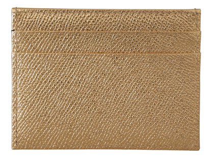 Dolce & Gabbana Gold Leather #DGLovesLondon Women Cardholder Case Wallet
