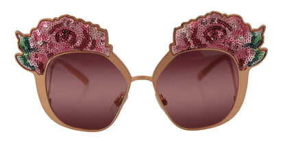 Dolce & Gabbana Chic Rose Sequin Embroidered Sunglasses