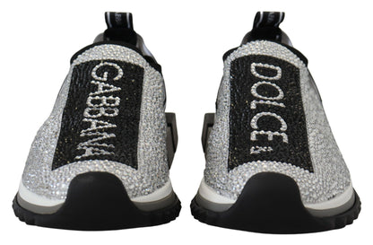 Dolce & Gabbana Silver Rhinestones Sorrento Sneakers Shoes