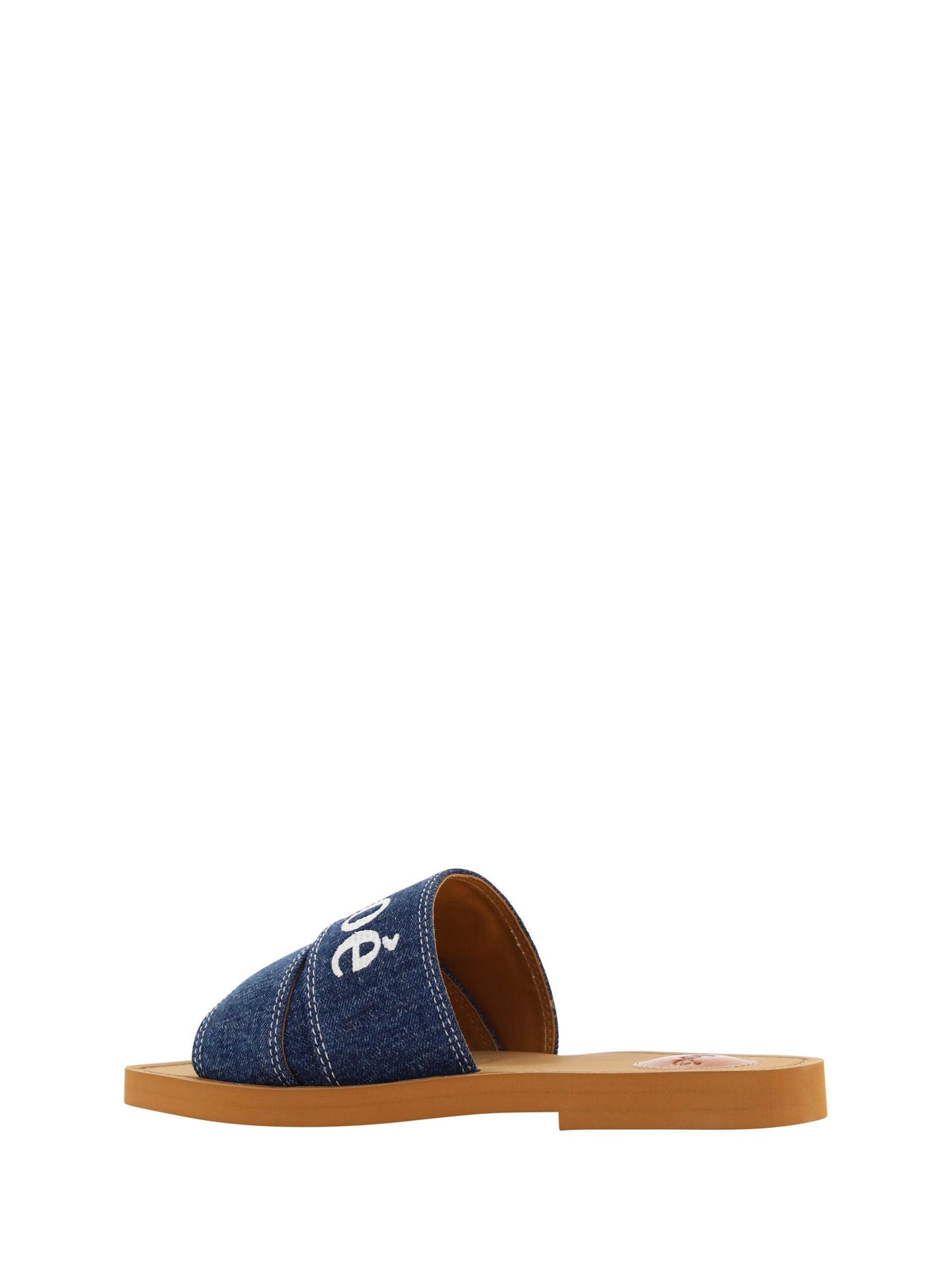 Chloe Sumptuous Cotton Woody Slide Sandals in Denim Blue