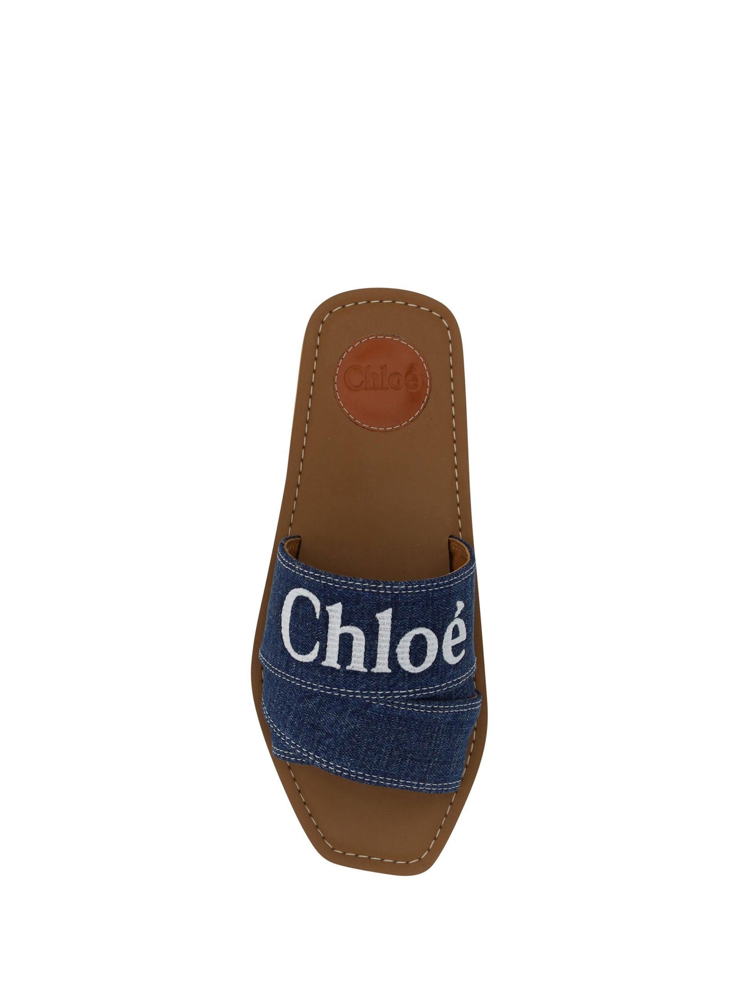 Chloe Sumptuous Cotton Woody Slide Sandals in Denim Blue