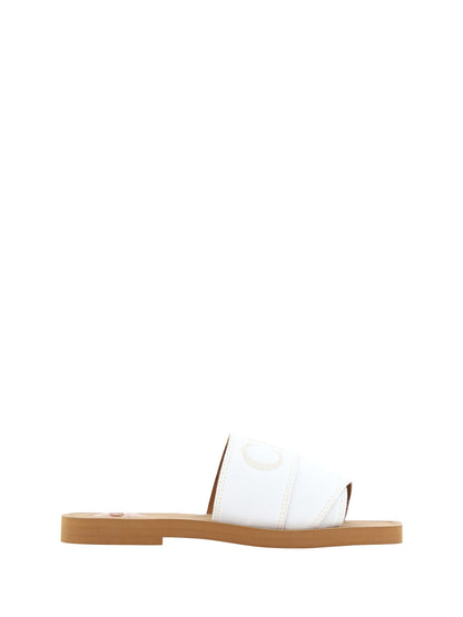 Chloe Elegant White Cotton Slide Sandals