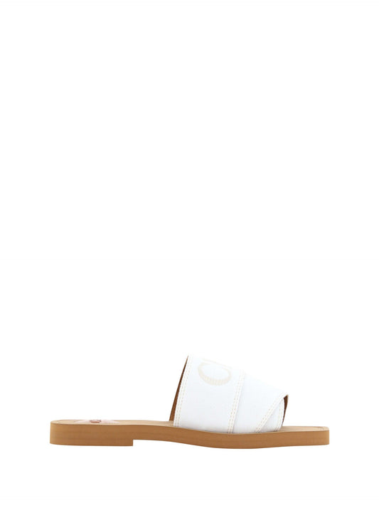 Chloe Elegant White Cotton Slide Sandals