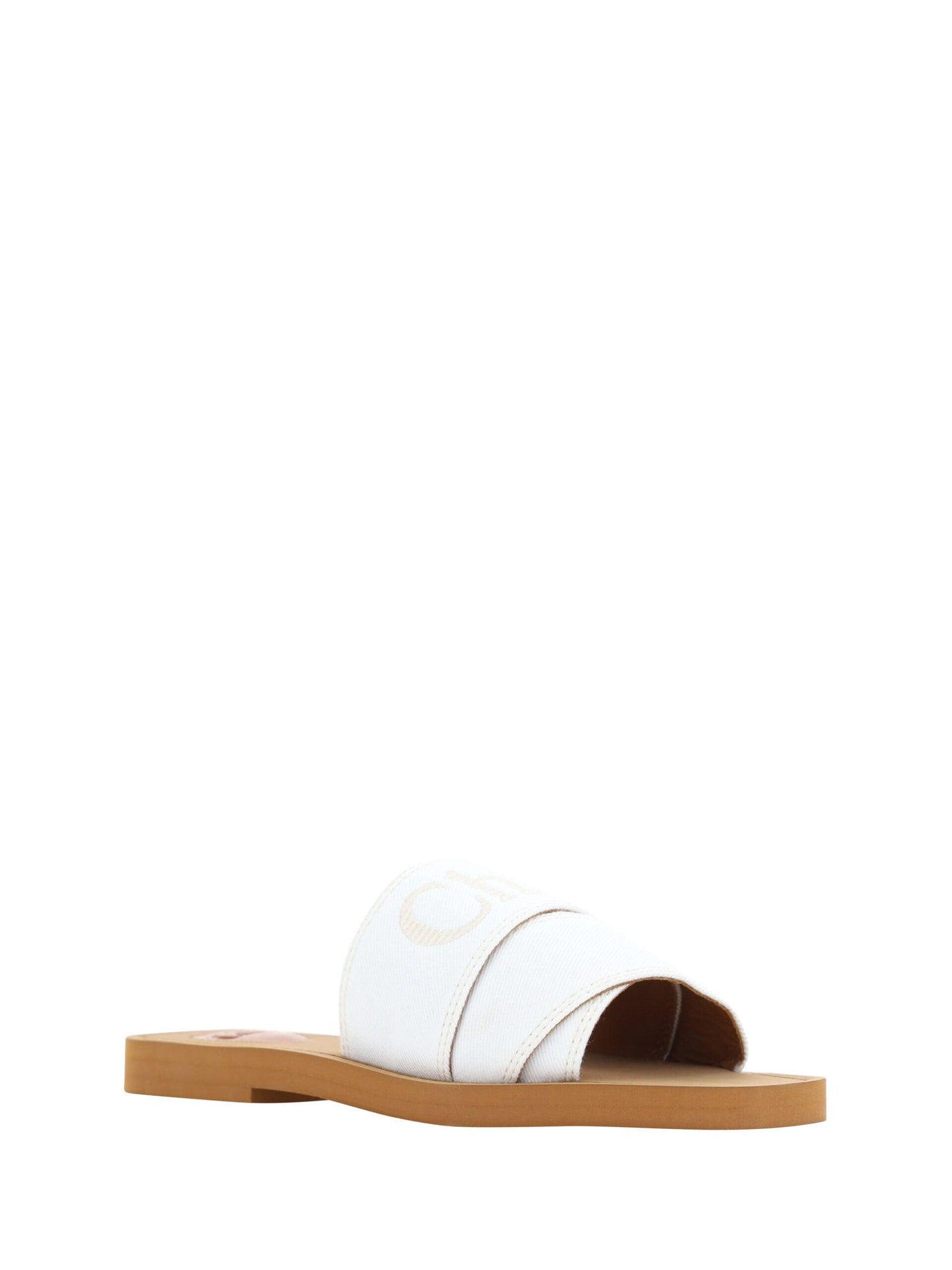 Chloe Elegant White Cotton Slide Sandals