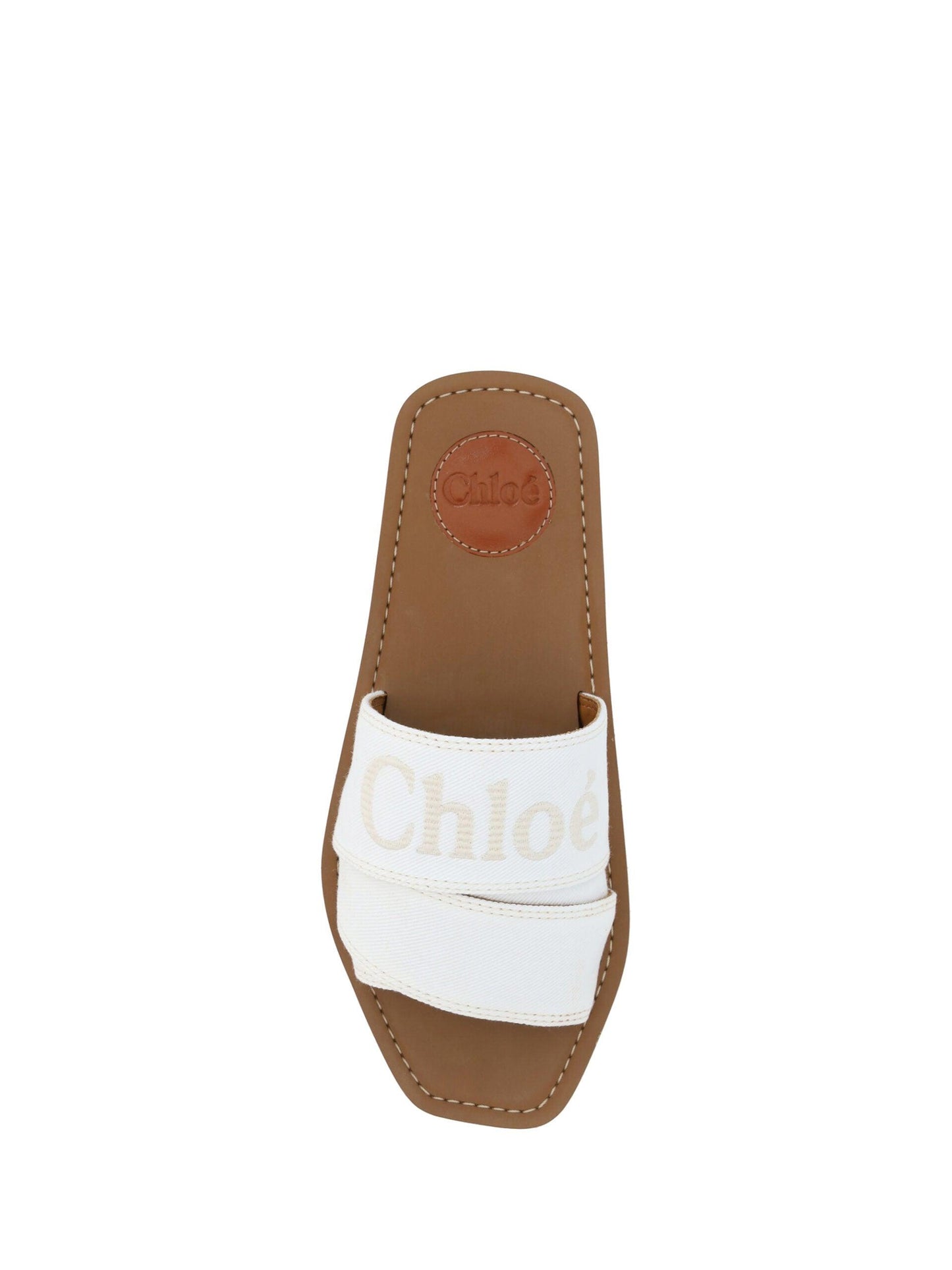 Chloe Elegant White Cotton Slide Sandals