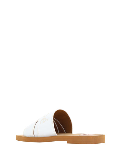 Chloe Elegant White Cotton Slide Sandals