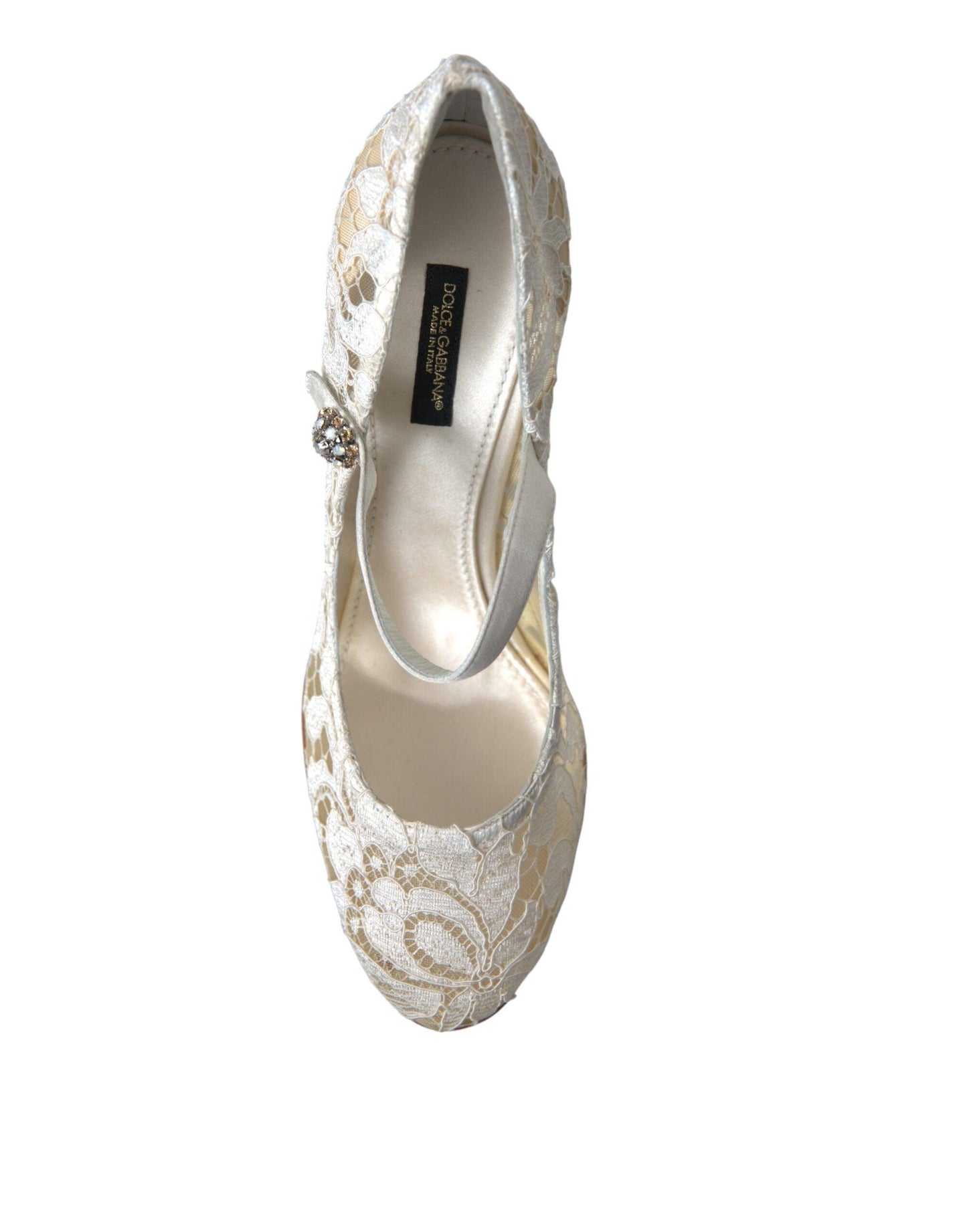 Dolce & Gabbana Chic Lace Block Heels Sandals in Cream White