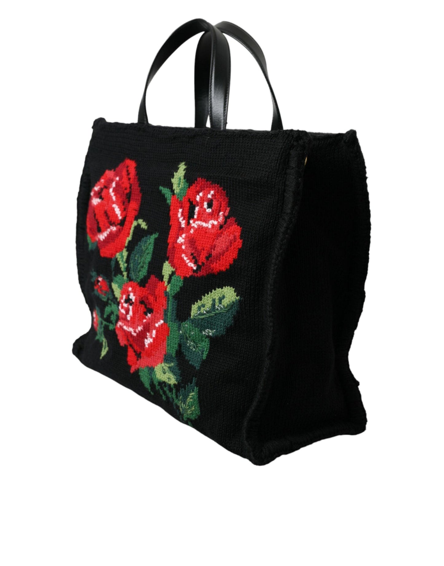 Dolce & Gabbana Embroidered Floral Black Luxury Tote