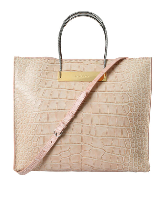 Balenciaga Luxe Alligator Leather Pink Tote Bag