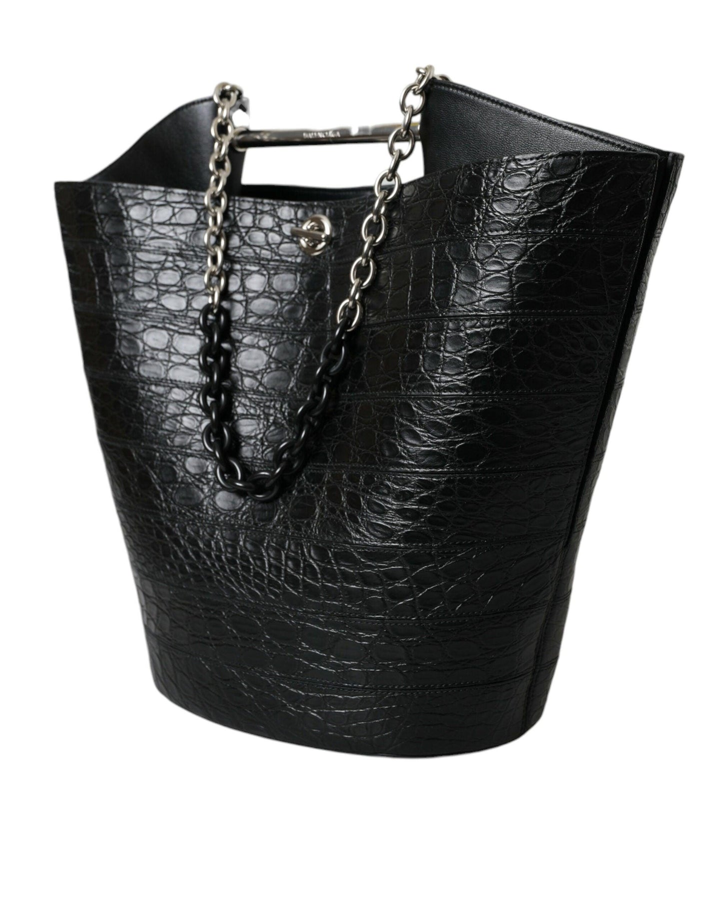 Balenciaga Majestic Black Crocodile Leather Maxi Bucket Bag