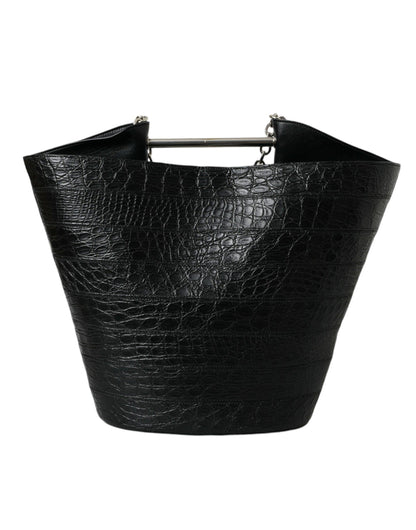 Balenciaga Majestic Black Crocodile Leather Maxi Bucket Bag