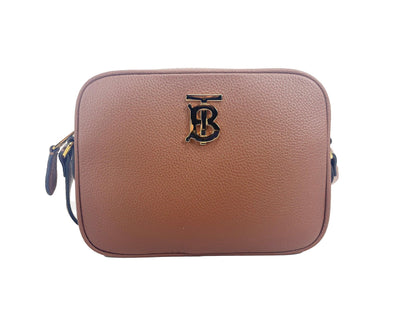 Burberry Small Leather Tan Camera Crossbody TB Logo Bag