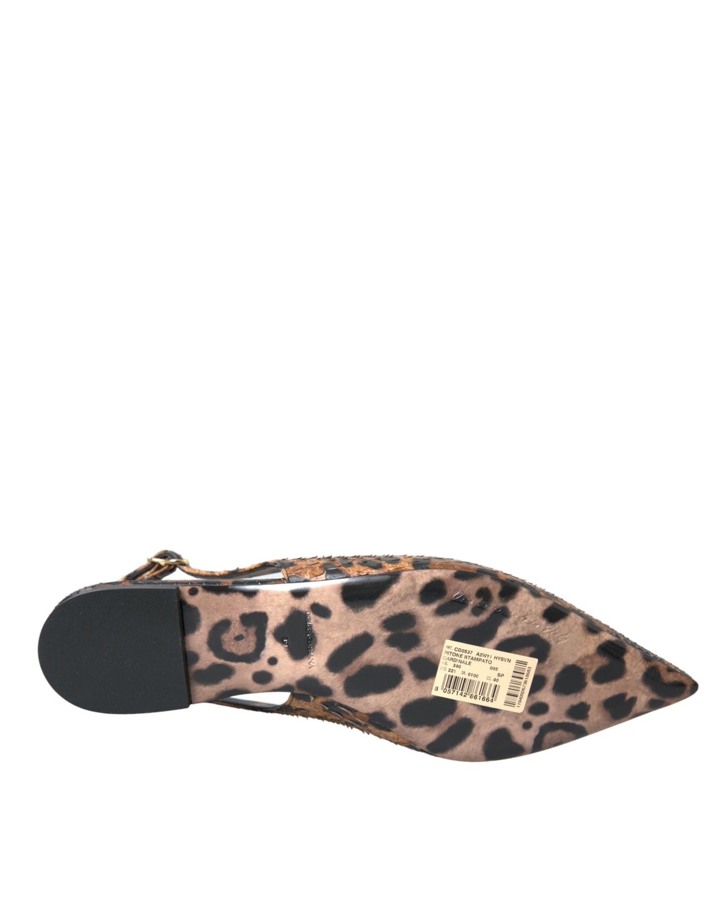 Dolce & Gabbana Brown Leopard Exotic Skin Slingback Shoes