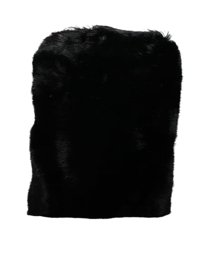 Sac à main bandoulière en fausse fourrure noire Dolce &amp; Gabbana avec chaîne argentée