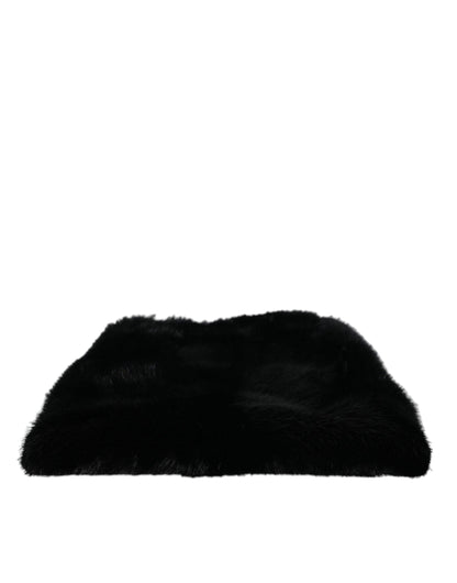 Sac à main bandoulière en fausse fourrure noire Dolce &amp; Gabbana avec chaîne argentée