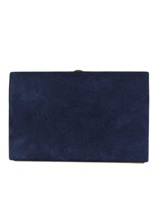 Dolce & Gabbana Blue Suede Miniature Clutch with Gold Accents