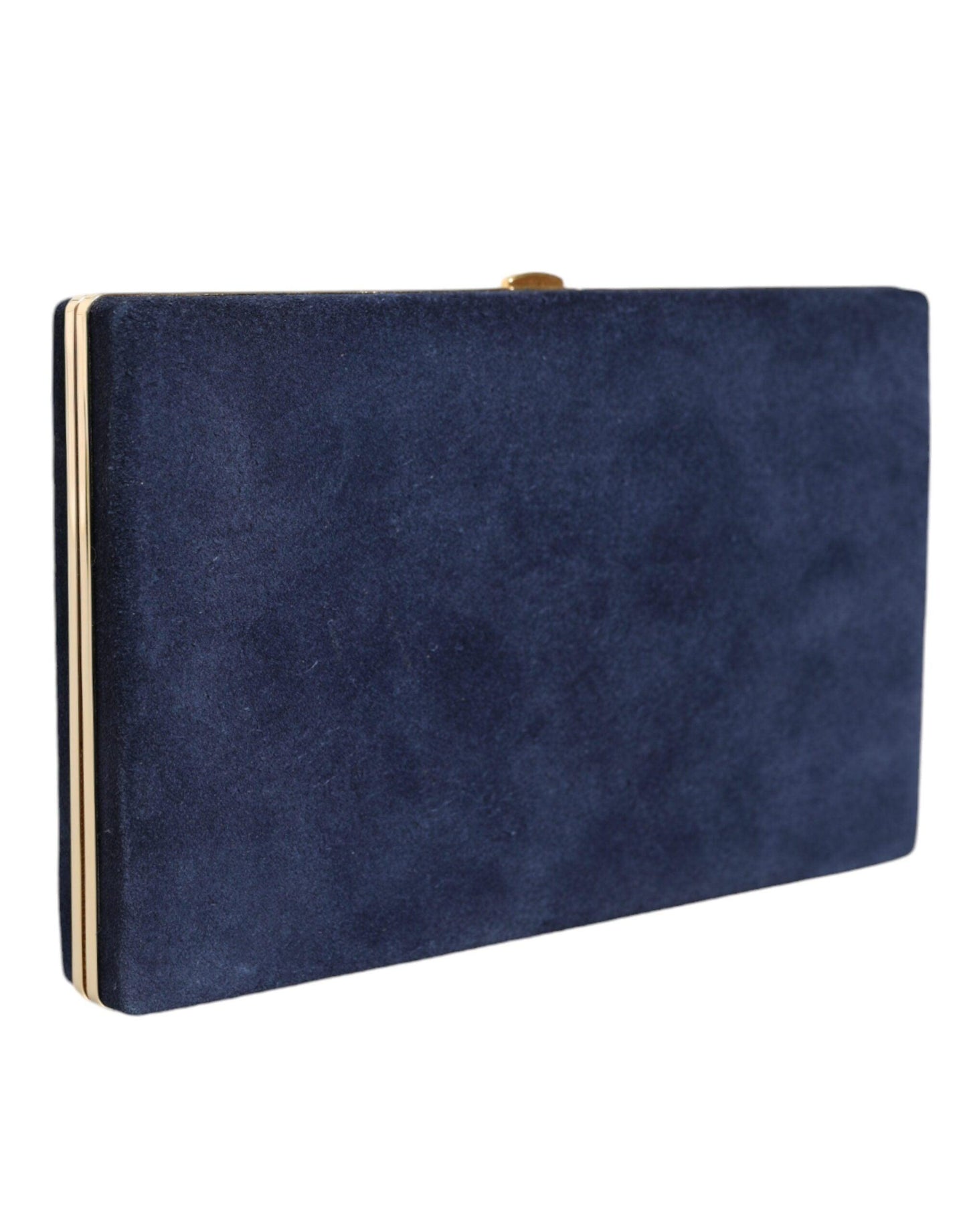 Dolce & Gabbana Blue Suede Miniature Clutch with Gold Accents