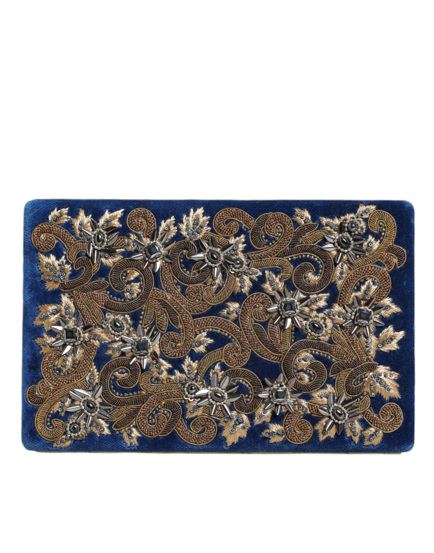 Dolce & Gabbana Blue Velvet Gold Frame Miniature Clutch Purse