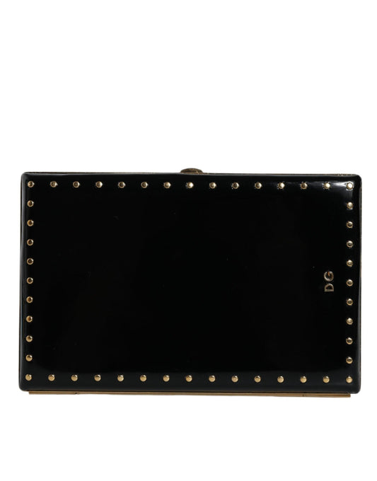 Dolce & Gabbana Miniature Black Leather Clutch with Gold Accents