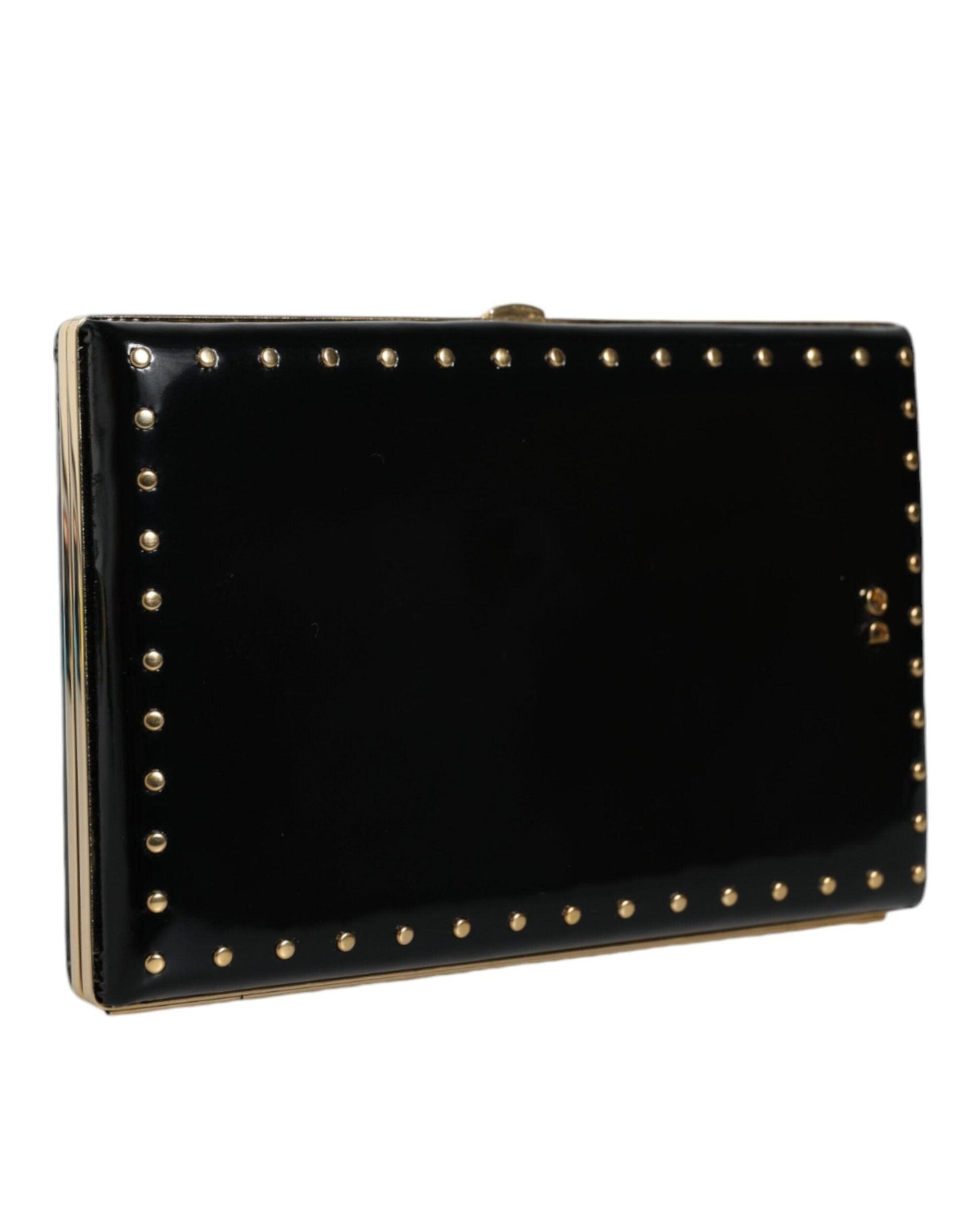 Dolce & Gabbana Miniature Black Leather Clutch with Gold Accents