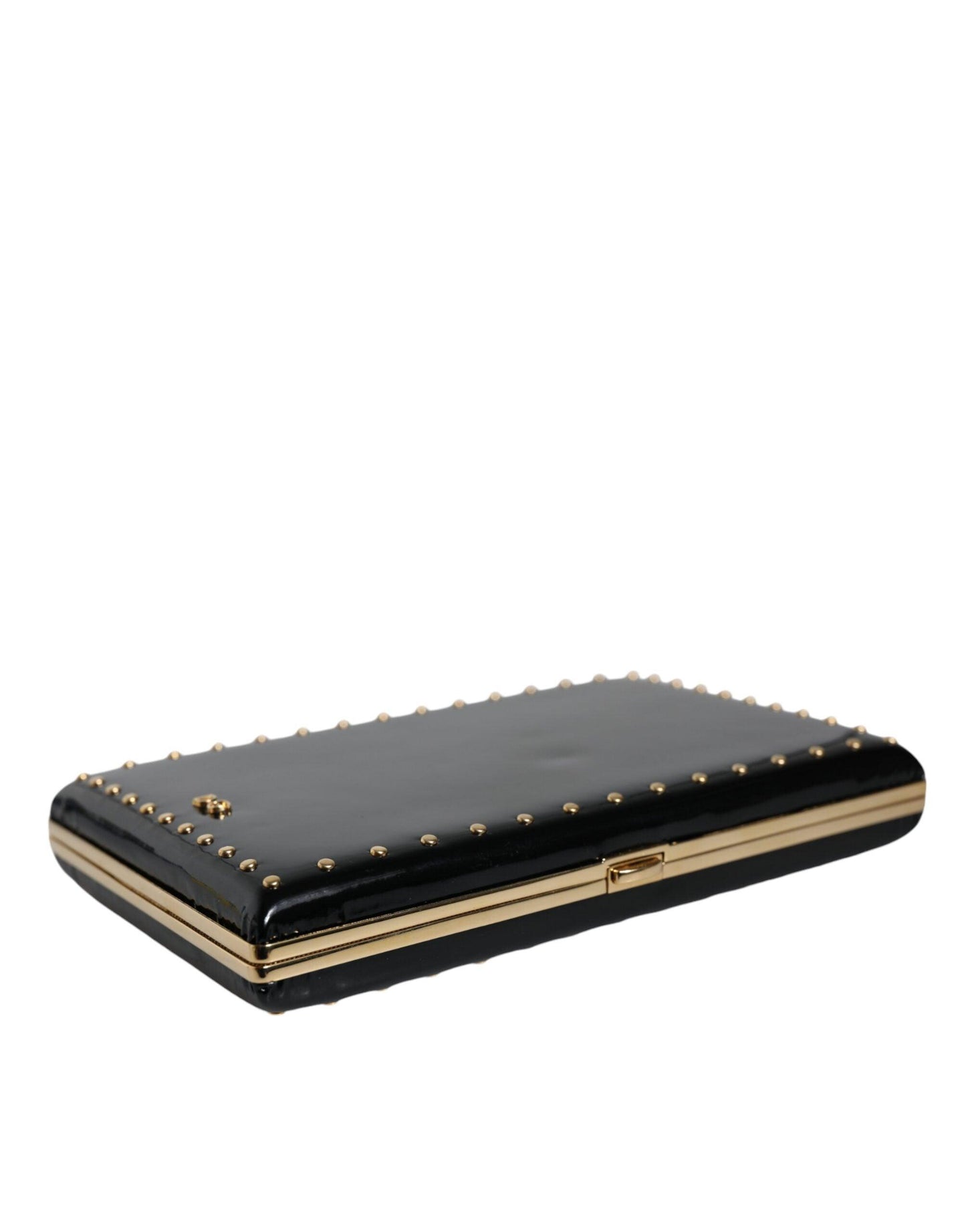 Dolce & Gabbana Miniature Black Leather Clutch with Gold Accents