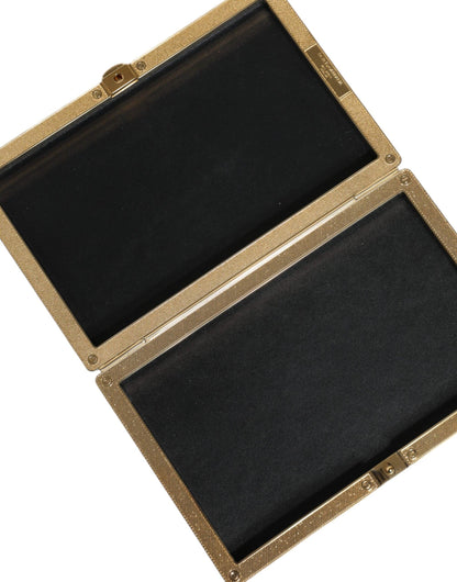 Dolce & Gabbana Miniature Black Leather Clutch with Gold Accents