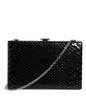 Dolce & Gabbana Black Leather Silver Frame Clutch Mini Crossbody Bag