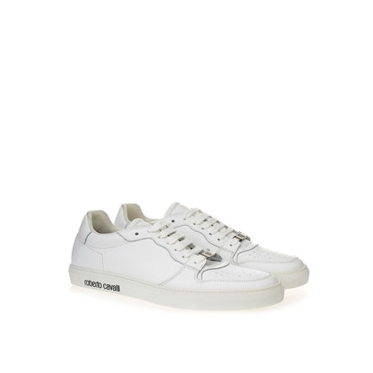 Roberto Cavalli White Leather Low Top Sneakers