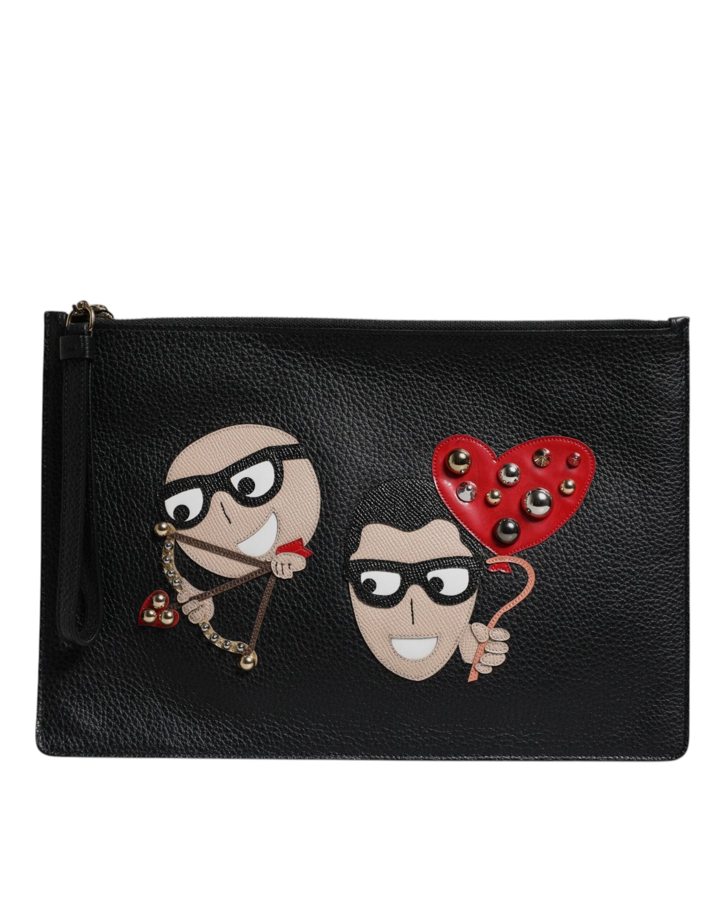 Dolce & Gabbana Black Embellished Leather Clutch Bag
