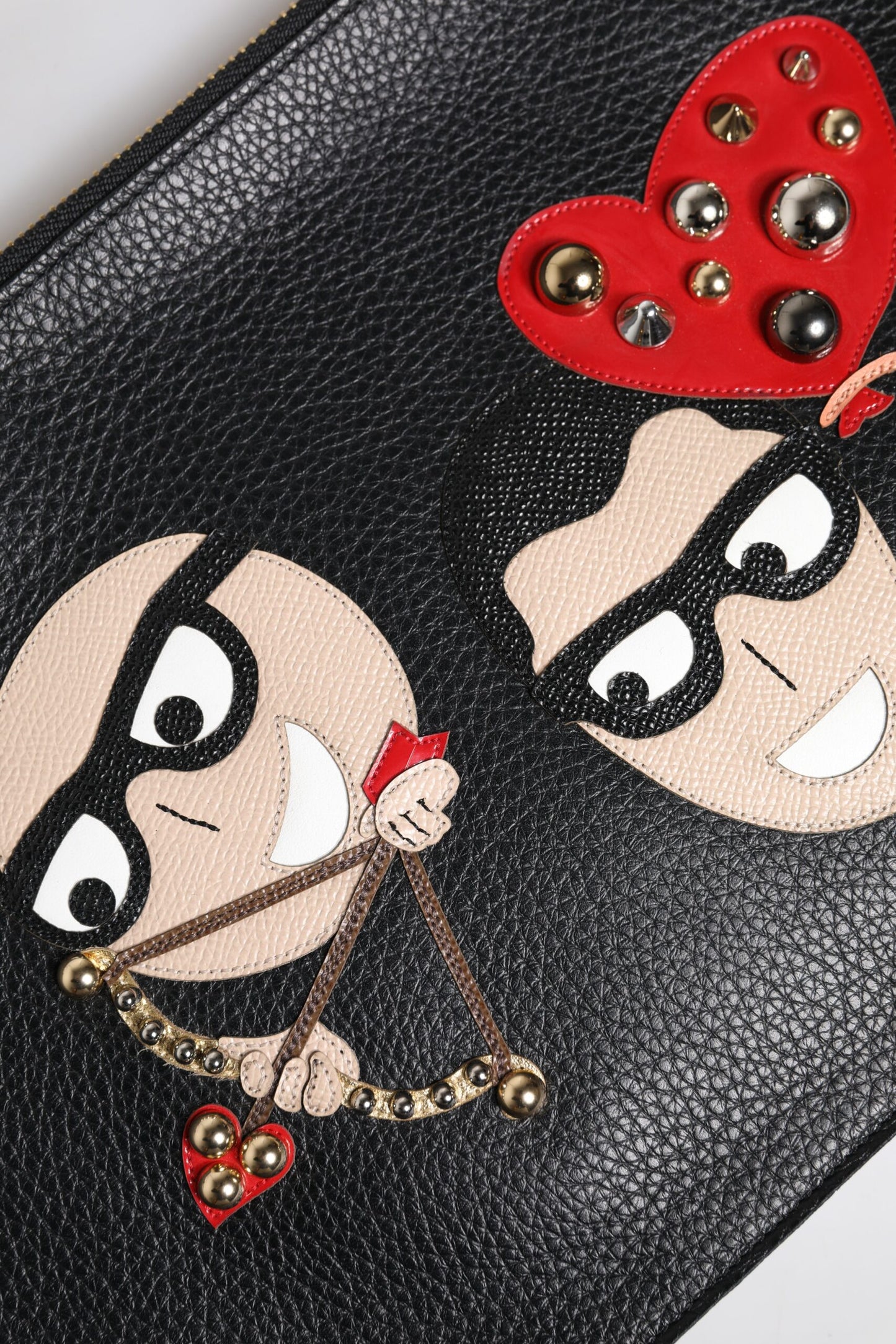 Dolce & Gabbana Black Embellished Leather Clutch Bag