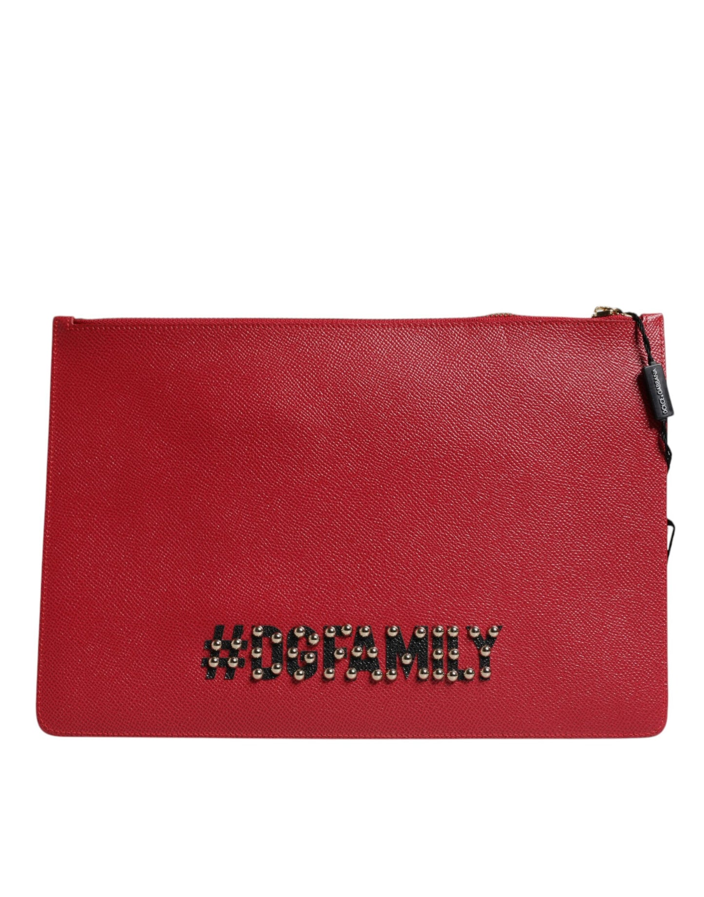 Dolce & Gabbana Red Embellished Leather Clutch Bag