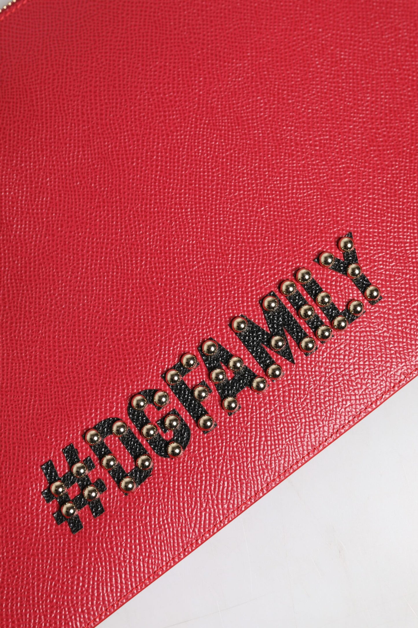Dolce & Gabbana Red Embellished Leather Clutch Bag