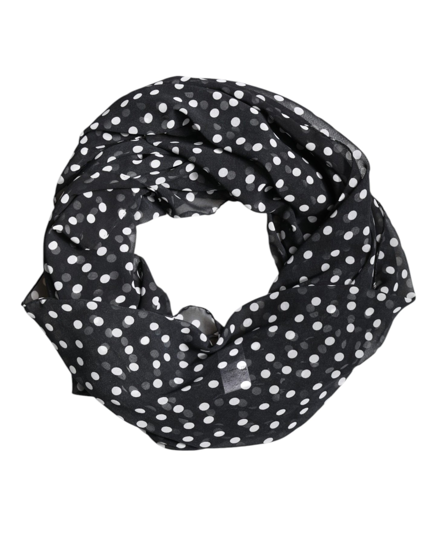Dolce & Gabbana Black Polka Dots Polyester Wrap Shawl Scarf
