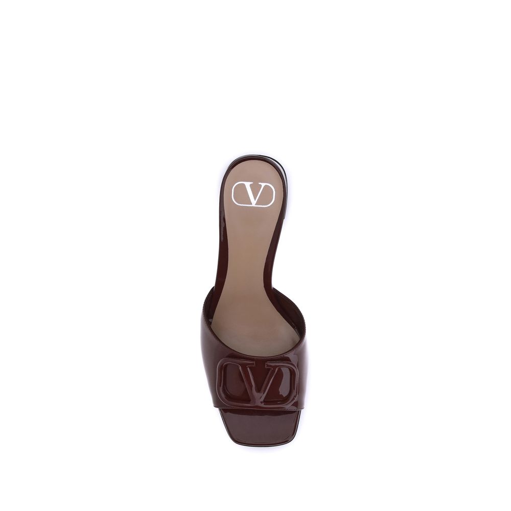 Valentino Garavani Bordeaux Calf Leather Bos Taurus Flat Sandals
