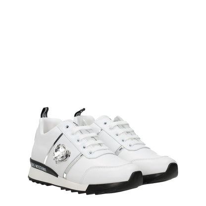 Love Moschino White Leather Low Top Sneakers