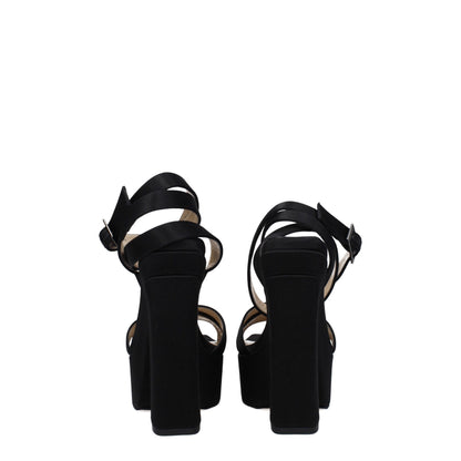 Jimmy Choo Black Satin Platform Sandals
