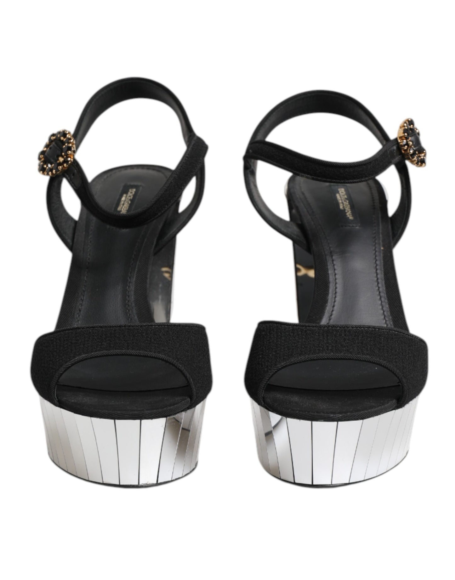 Dolce & Gabbana Black Crystal Ankle Strap Keira Sandal Shoes