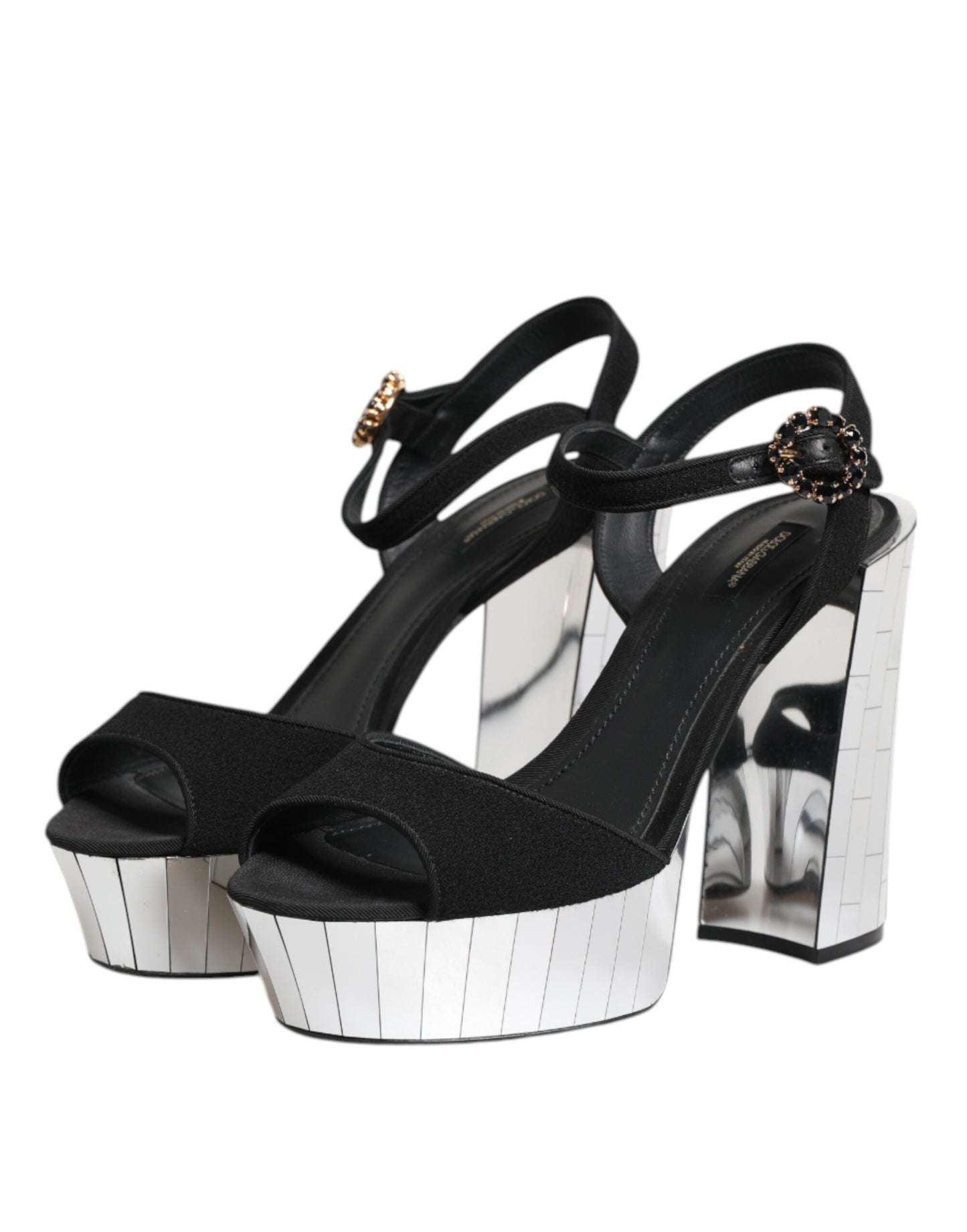 Dolce & Gabbana Black Crystal Ankle Strap Keira Sandal Shoes