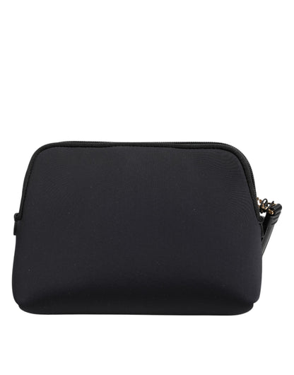 Dolce & Gabbana Black Solid Nylon DG LogoPrint Clutch Zip Borse Pouch Bag