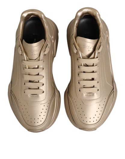 Dolce & Gabbana Gold Leather Daymaster Women Sneaker Shoes